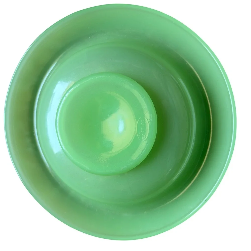 Vintage Fenton Jadeite Bowl 9 in Smooth Rim Glassware Mid Century Modern Kitchen